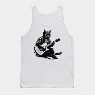 Cat playing guitar Tank Top
